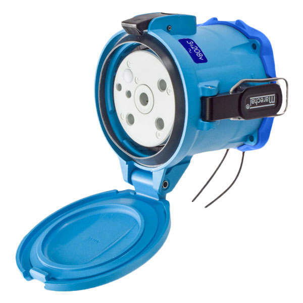 63-94163-262 - DSN150 RECEPTACLE POLY BLUE SIZE 5 TYPE 4X IP 69 3P+G 150A 208 VAC 60 Hz +2 AUX